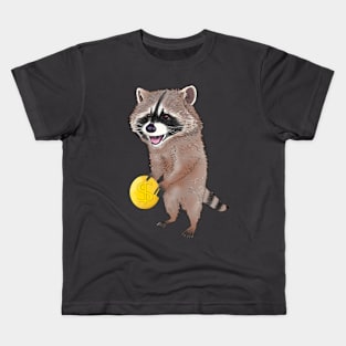 Cute Raccoon With Loot Coin Kids T-Shirt